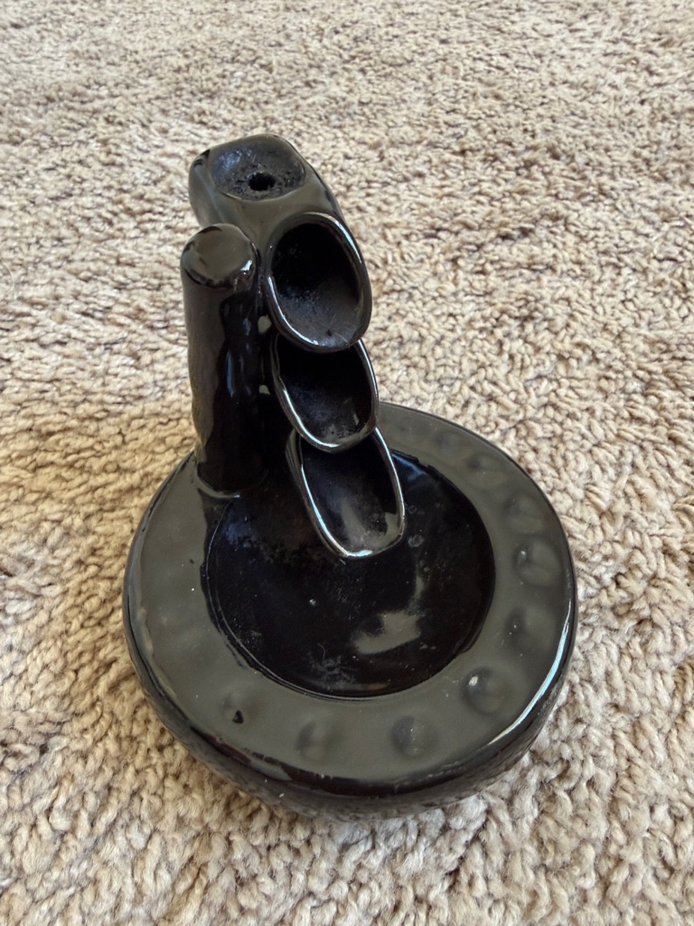Black Ceramic Tiered Fountain Incense Holder